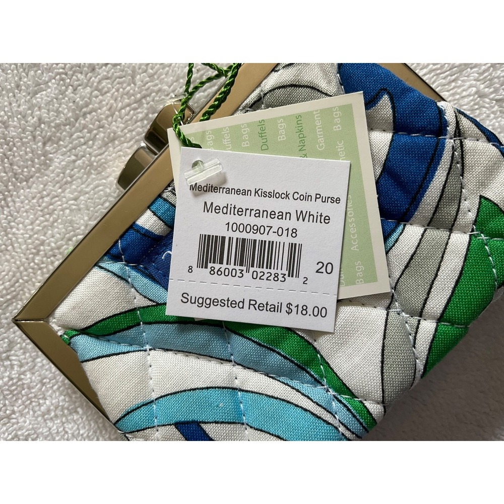 Lot 2 Vera Bradley Cosmetic Bag & Coin Purse "Retired"2006 Java Blue, Medit.Blue - Picture 6 of 12